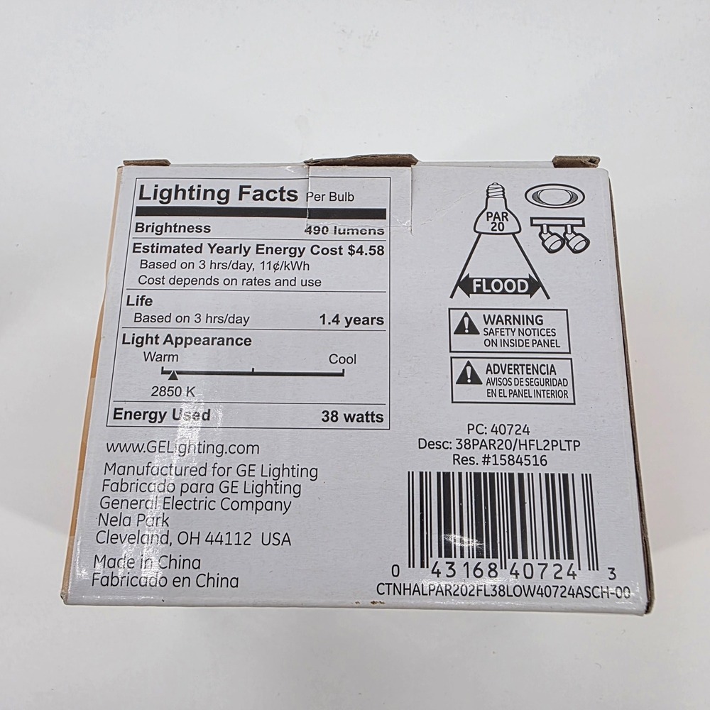 GE 38W Halogen PAR20 Indoor Floodlight Bulb 490 Lumens 2850K 40724 ONE BULB ONLY - Picture 6 of 8